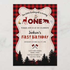 Invitation Red Buffalo Woodland Animaux Garçon 1er anniversai