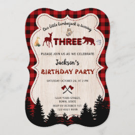 Invitation Red Buffalo Woodland Animaux Garçon 3e anniversair