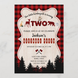 Invitation Red Buffalo Woodland Animaux Garçon Anniversaire