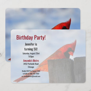 Invitation Red Cardinal sur bois Stump Birthday Party Event