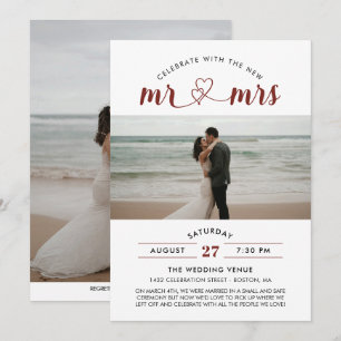 Invitation Red Celebrate Avec Le Nouveau Mariage Photo Mr & M