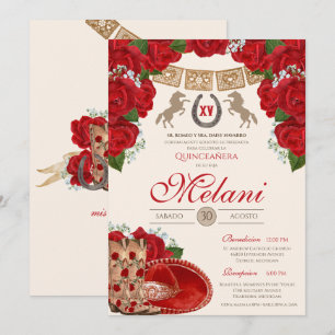 Invitation Red Charro Mariachi Quinceanera Fiesta