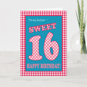 Invitation Red Check Polkas Sweet 16e anniversaire pour soeur