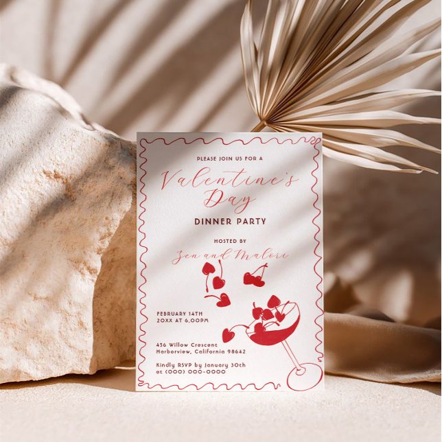 Invitation Red Cherries in Martini – Valentine’s Day Party (Créateur téléchargé)