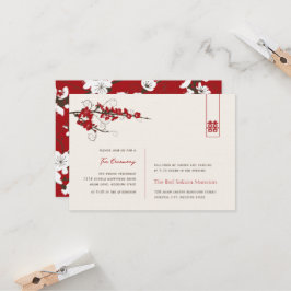 Invitation Red Cherry Blossoms Chic Asian Wedding Réception