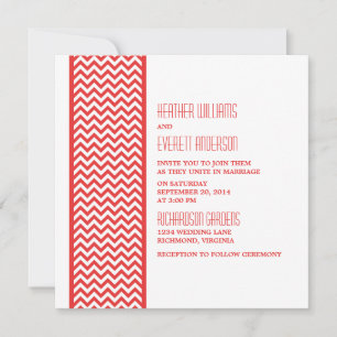 Invitation Red Chevron Border Wedding