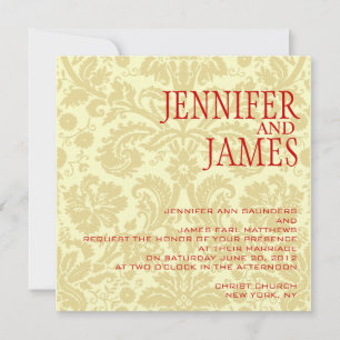Invitation Red Christmas Cream Mariage damassé
