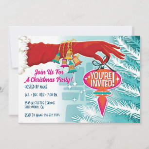 Invitation Red Christmas Glove Party