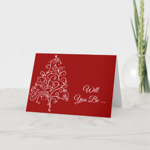 Invitation Red Christmas Mariage Will You Be My Bridesmaid