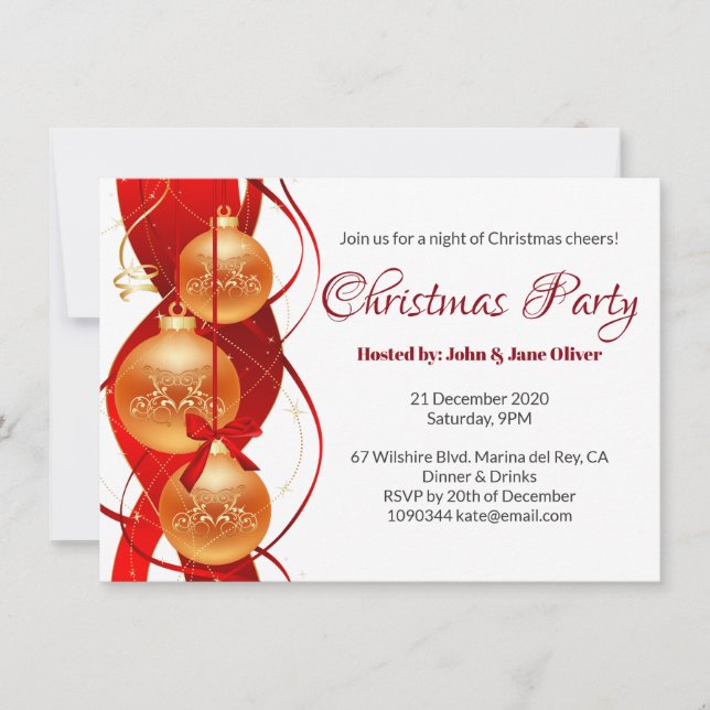 Invitation Red Christmas Party Jours Classique (Devant)