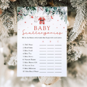 Invitation Red Christmas Père Noël Baby shower Scattergories 