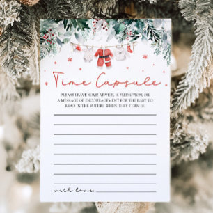 Invitation Red Christmas Père Noël Baby shower temps Capsule 