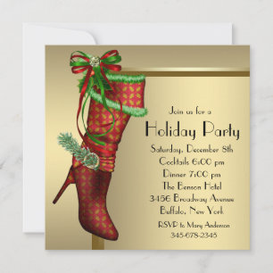 Invitation Red Christmas Stocking Corporate Christmas Party
