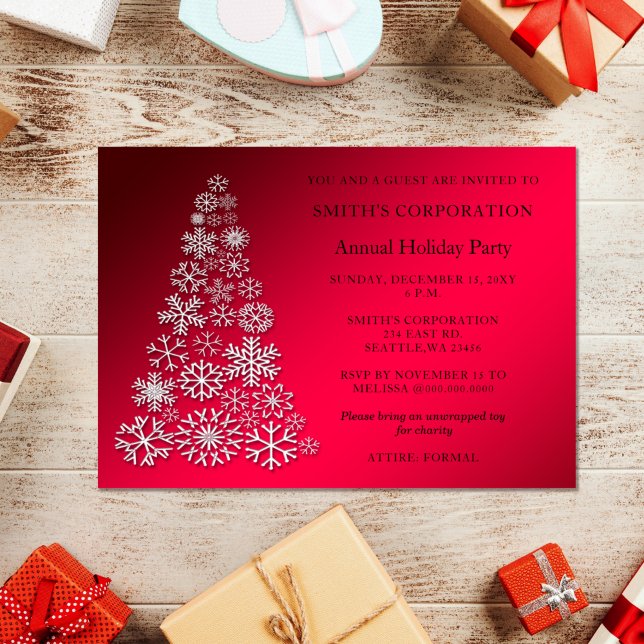Invitation Red Christmas Tree Fête d'entreprise (Créateur téléchargé)