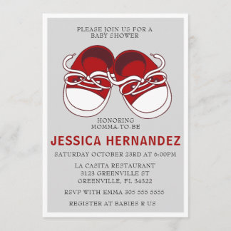 Invitation Red Converse Chaussures Basket Baby shower Invitat