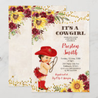 Red Cowgirl Brown Rose cheveux et Baby shower de t