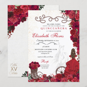 Invitation Red Cowgirl Ranchero Western Quinceanera