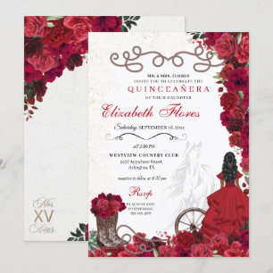 Invitation Red Cowgirl Ranchero Western Quinceanera