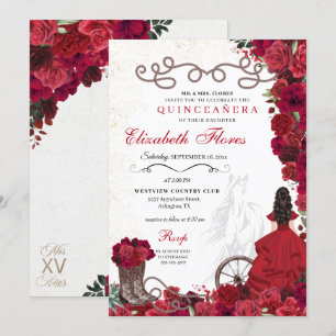 Invitation Red Cowgirl Ranchero Western Quinceanera