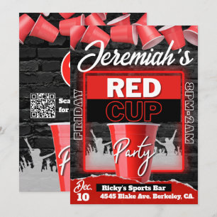 Invitation Red Cup Club   Flyer Style Grunge Anniversaire