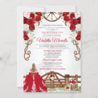Red Elegant Rustic Western Charro Quinceanera V7