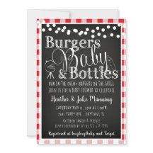 Red En vichy Burgers Bouteilles Baby shower Invita