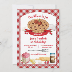 Invitation Red En vichy Cerry Cutie Pie Anniversaire