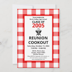 Invitation Red En vichy High School Réunion BBQ Cuisine Pique