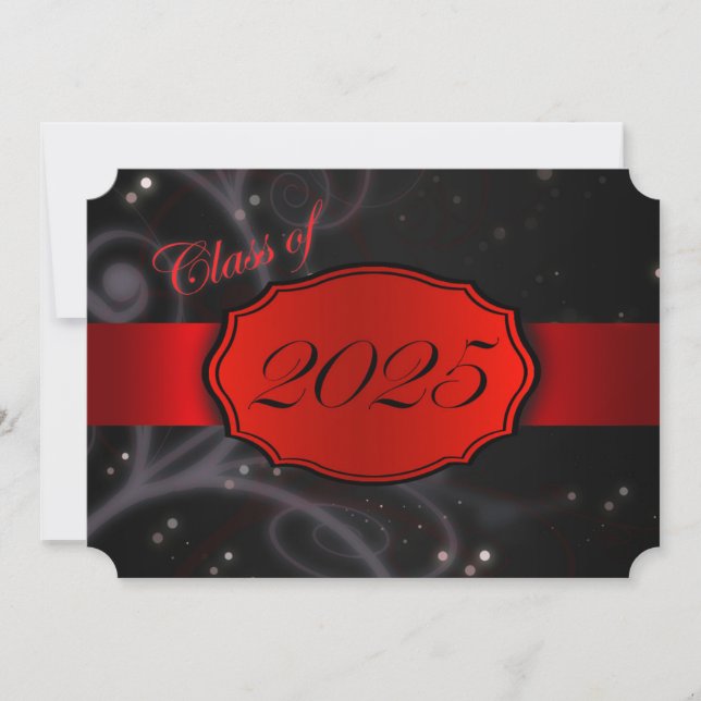 Invitation Red et Black 2025 Graduation (Devant)