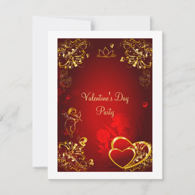 Invitation Red et Gold Love Design (Devant)