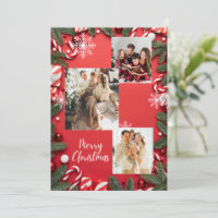 Red Festive Joyeux Noël Holiday Photo Collage