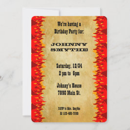 Invitation Red Flames Western BQ Party