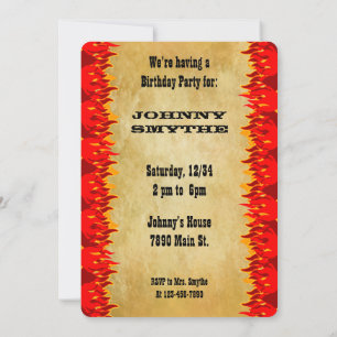Invitation Red Flames Western BQ Party