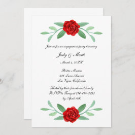 Invitation Red Floral Green Foliage