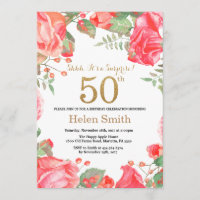 Red Floral Surprise 50e anniversaire Parties scint