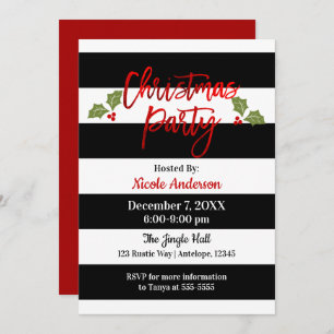 Invitation Red Foil Chic Shine Script moderne Noël fête