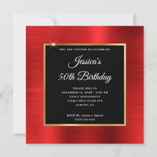 Invitation Red Foil Gold et Black Overlay 50e anniversaire