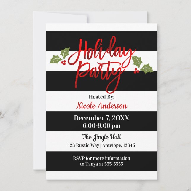 Invitation Red Foil Sleek Shirting moderne Script Fête de vac (Devant)