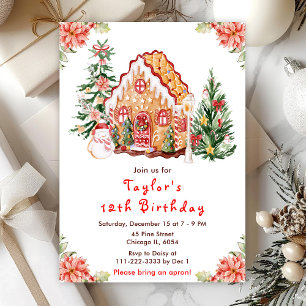 Invitation Red Gingerbread House fête d'anniversaire