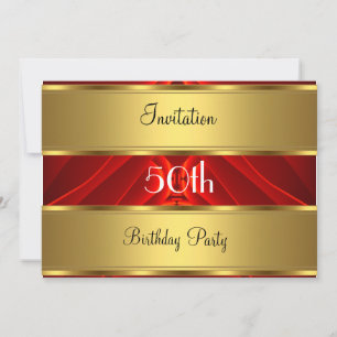 Invitation Red Gold 50th Birthday Party