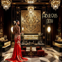 Red Gold Fabo Art déco Room Ethnic Woman