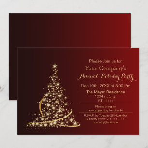 Invitation Red Gold Festive Corporate fête de vacances