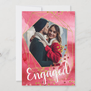 Invitation Red Gold Hearts Photo Valentine Engagement Party