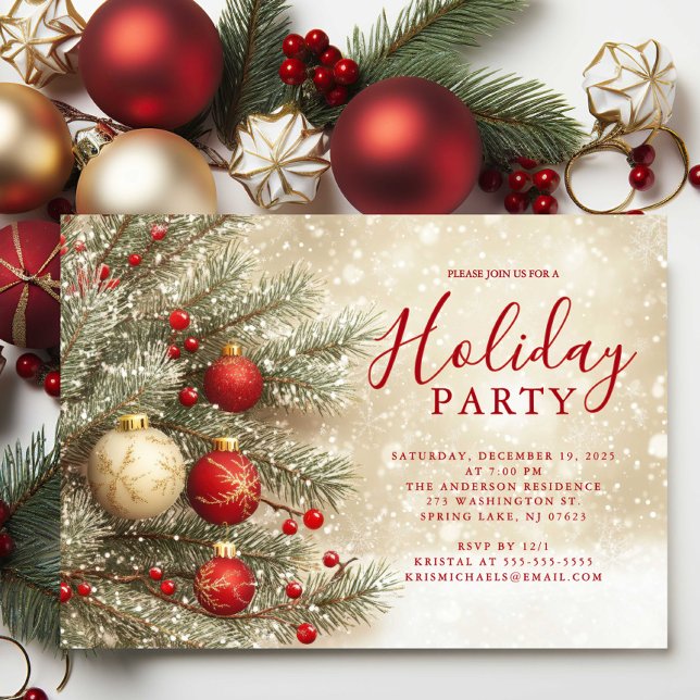 Invitation Red & Gold Holiday Party (Créateur téléchargé)