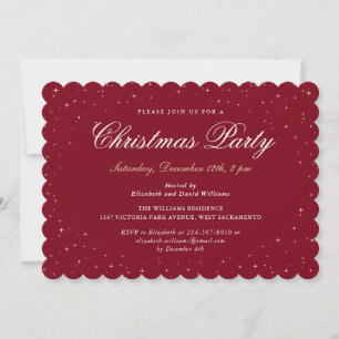 Invitation Red Gold Starry Fête de Noël