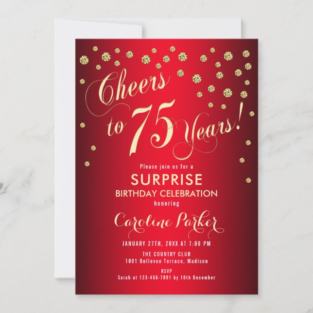 Invitation Red Gold Surprise 75e anniversaire (Devant)