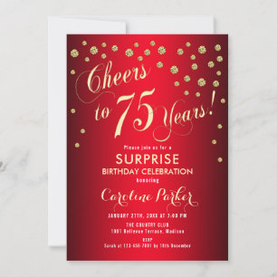 Invitation Red Gold Surprise 75e anniversaire
