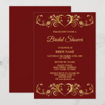 Red Golden Geometric Elegant Bridal Shower Party