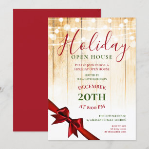 Invitation Red & Green Christmas Holiday Open House Party