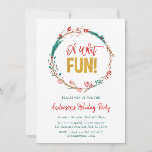 Invitation Red Green Gold Wath Oh Quelle fête de Noël amusant